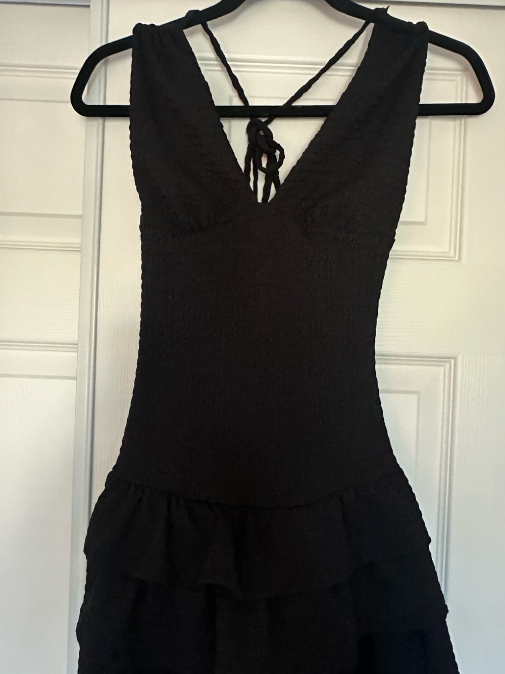 Altar'd State Black Smocked Halter Tiered Dress